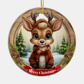Personalized Rustic Xmas Pine Wood Decor 🦌🎄 Keramik Ornament (Vorne)