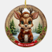Personalized Rustic Xmas Pine Wood Decor 🦌🎄 Keramik Ornament (Hinten)