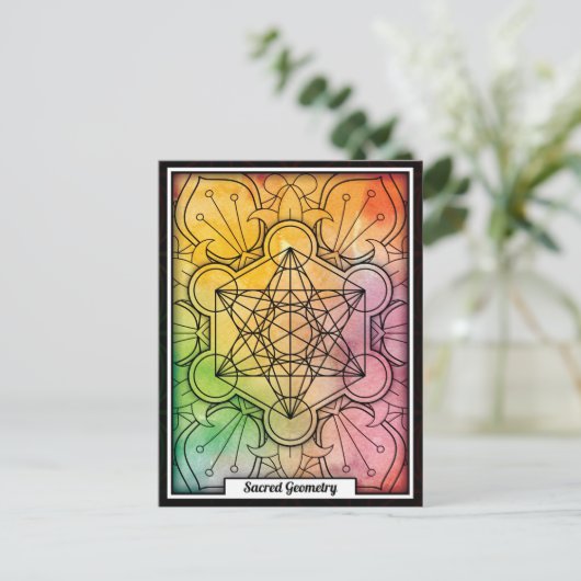 Personalized Sacred Geometry Metatron’s Cube Postkarte (Stehend Vorderseite)