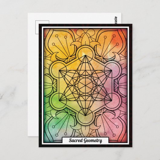 Personalized Sacred Geometry Metatron’s Cube Postkarte (Vorne/Hinten)