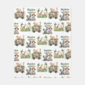 Personalized Safari Baby Name Jungle Animal Fleecedecke (Vorderseite)