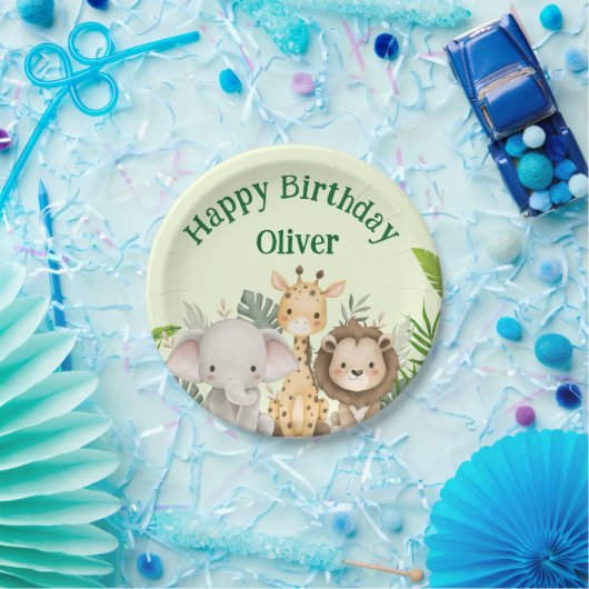 Personalized Safari Birthday Paper Plates Pappteller (Party)