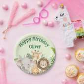 Personalized Safari Birthday Paper Plates Pappteller (Party)
