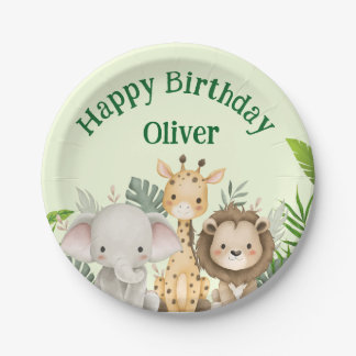 Personalized Safari Birthday Paper Plates Pappteller