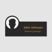 Personalized Safety-Pin Name Tag with Profile Namensschild (Vorderseite)