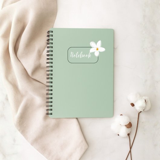 Personalized Sage Green Flower Spiral Notebook Notizblock