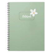 Personalized Sage Green Flower Spiral Notebook Notizblock (Vorderseite)