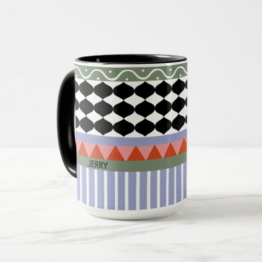 Personalized sage green geometric pattern tasse (Vorderseite Links)