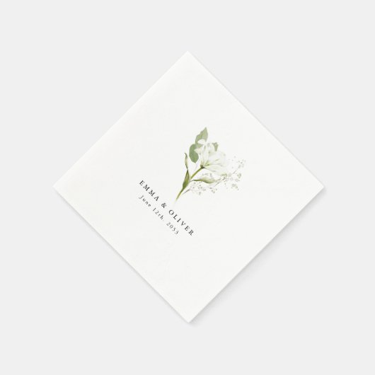 Personalized Sage Green Organic Greenery Wedding Serviette (Ecke)