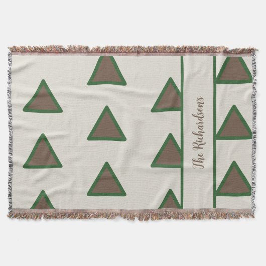 Personalized Sage Green Taupe Triangle Modern Chic Decke (Vorderseite)