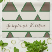 Personalized Sage Green Taupe Triangle Modern Chic Geschirrtuch (Gefaltet)