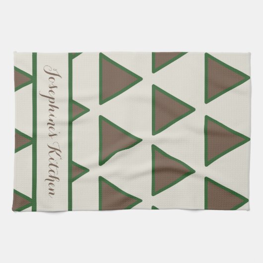 Personalized Sage Green Taupe Triangle Modern Chic Geschirrtuch (Horizontal)