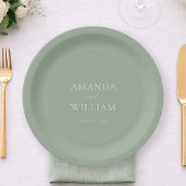 Personalized Sage Green Wedding Paper Plates Pappteller