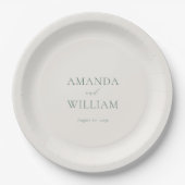 Personalized Sage Green Wedding Paper Plates Pappteller (Vorderseite)