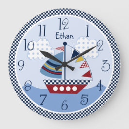 Personalized "Sail Away/Nautical/Boats Baby Clock Große Wanduhr