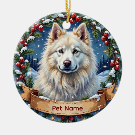 Personalized Samoyed Christmas Keramik Ornament (Vorne)