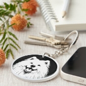 Personalized Samoyed Pop Art Super Cute Schlüsselanhänger (Vorderseite rechts)