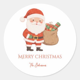 Personalized Santa and gift bag Runder Aufkleber
