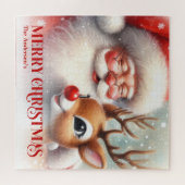 Personalized Santa and Rudolph Christmas Kids   Puzzle (Horizontal)