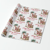 Personalized Santa Beach Tropical Hawaiian Palm    Geschenkpapier (Ungerollt)