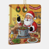 Personalized Santa Chef Pasta Night Keramikornament (Rechts)