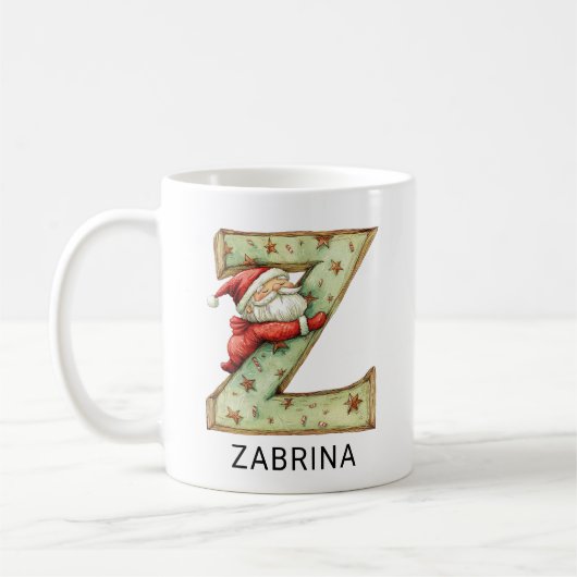 Personalized Santa Christmas Monogram Initial Z Kaffeetasse (Links)