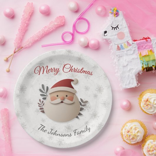 Personalized Santa Christmas Paper Plate Pappteller (Party)
