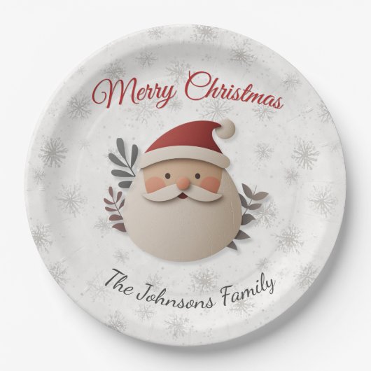 Personalized Santa Christmas Paper Plate Pappteller (Vorderseite)