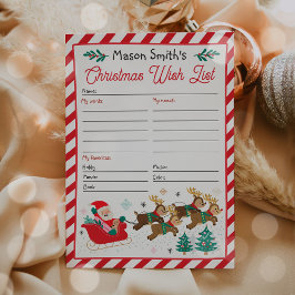 Personalized Santa Claus Christmas Wish List  Einladung
