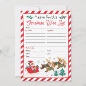 Personalized Santa Claus Christmas Wish List  Einladung (Vorderseite)