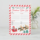 Personalized Santa Claus Christmas Wish List Einladung (Stehend Vorderseite)