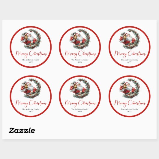 Personalized Santa Claus Label for Holiday Gifts Runder Aufkleber (Blatt)