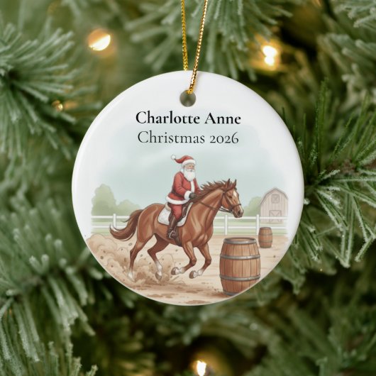 Personalized Santa Doing Barrel Jumping Keramik Ornament (Baum)