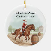 Personalized Santa Doing Barrel Jumping Keramik Ornament (Hinten)