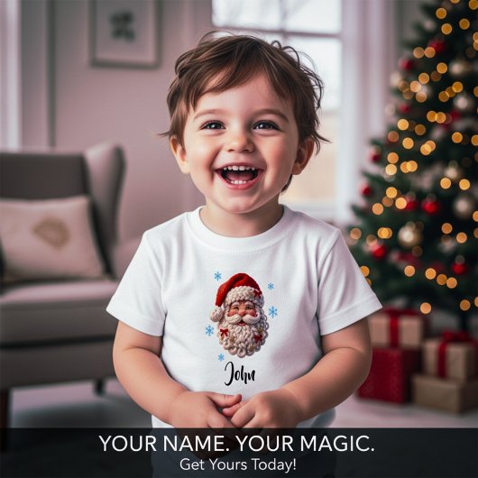 Personalized Santa Face Knitted Christmas Baby T-shirt