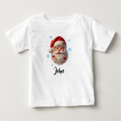 Personalized Santa Face Knitted Christmas Baby T-shirt (Vorderseite)