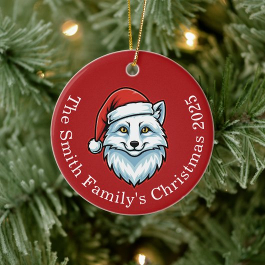 Personalized Santa Fox Ceramic Christmas Ornament (Baum)