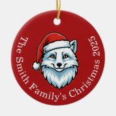 Personalized Santa Fox Ceramic Christmas Ornament (Vorne)