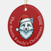 Personalized Santa Fox Ceramic Christmas Ornament (Links)