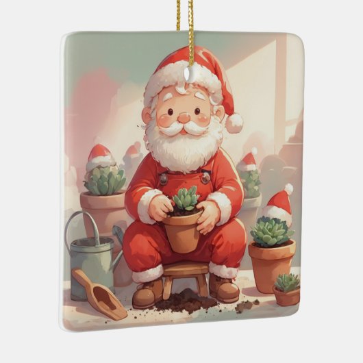 Personalized Santa Gardener Succulent Christmas Keramikornament (Rechts)