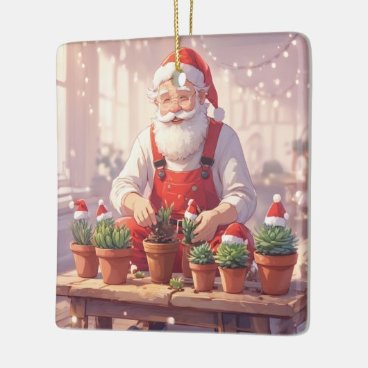 Personalized Santa Gardener Succulent Christmas Keramikornament (Links)