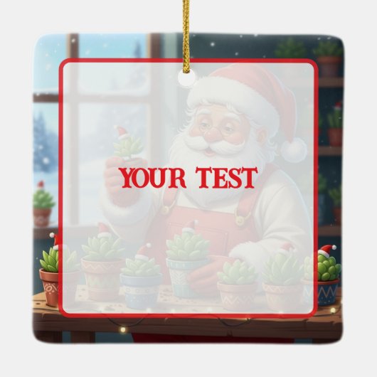 Personalized Santa Gardener Succulent Christmas Keramikornament (Rückseite)