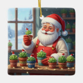 Personalized Santa Gardener Succulent Christmas Keramikornament (Vorderseite)