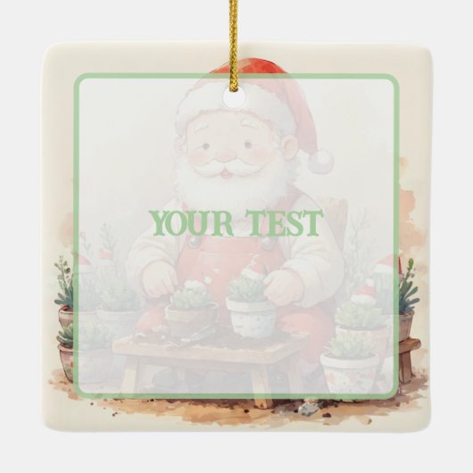 Personalized Santa Gardener Succulent Christmas Keramikornament (Rückseite)