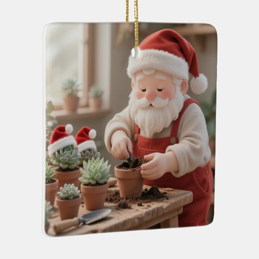 Personalized Santa Gardener Succulent Christmas Keramikornament (Rechts)