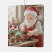 Personalized Santa Gardener Succulent Christmas Keramikornament (Links)