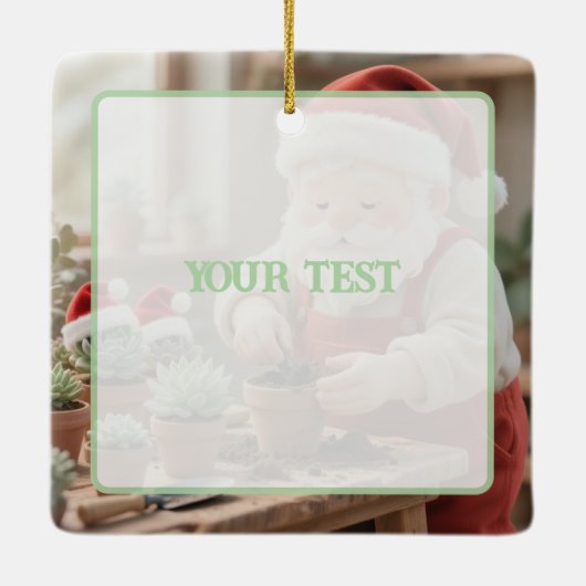 Personalized Santa Gardener Succulent Christmas Keramikornament (Rückseite)