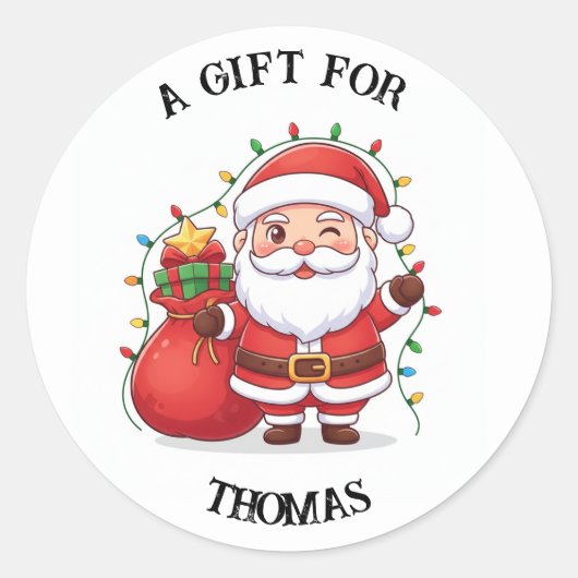 Personalized Santa Gift Label Sticker Custom Name (Vorderseite)