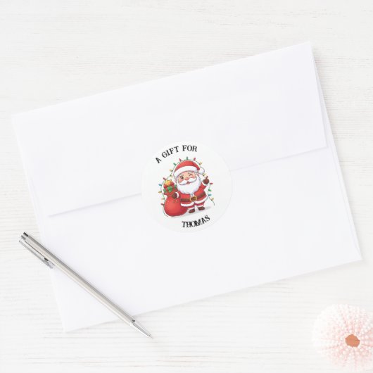 Personalized Santa Gift Label Sticker  Custom Name (Umschlag)