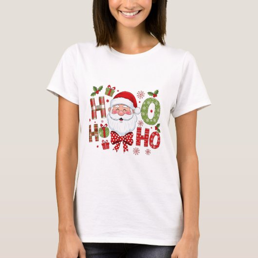 Personalized Santa "Ho Ho Ho" Christmas Tee (Vorderseite)